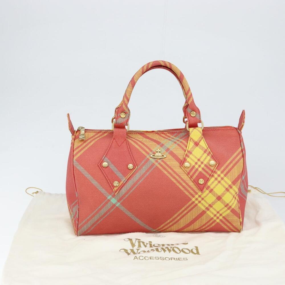 Vivienne Westwood Shukatatan Hand Bag PVC Red Gold Auth am9551 - Picture 12 of 16
